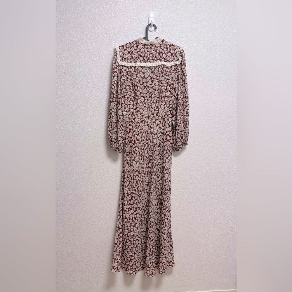 NWT RIXO Brown Chocolate Daisy Chain Midi Dress - Picture 7 of 10